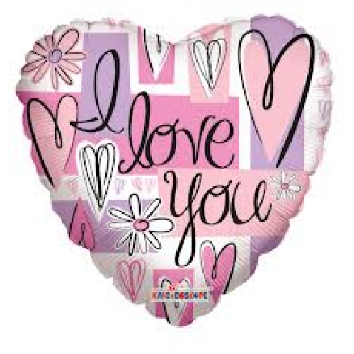 Balón I love you pastelové