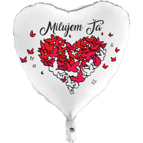 Balón Milujem Ťa biely - Valentínske balóny