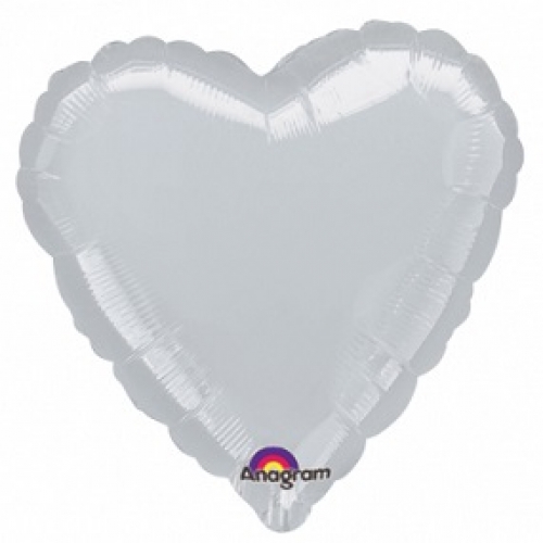 Balón Srdce 45 cm strieborné - Valentínske balóny