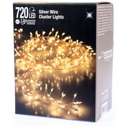 Drôt strieborný 720 Micro LED teplá žltá
