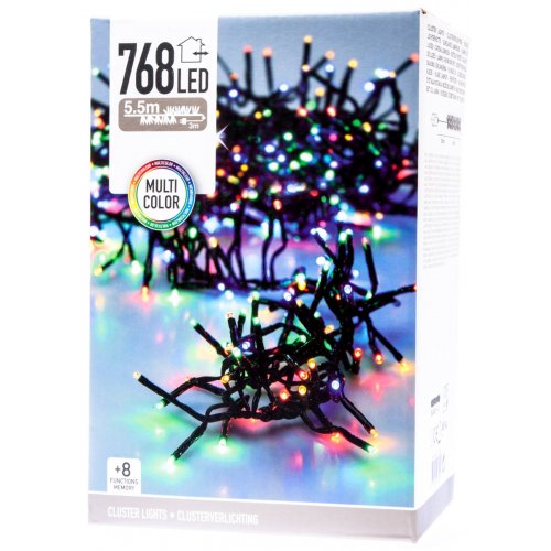 Vianočná svetelná reťaz 768 LED 8 funkcií 5,6m farebná