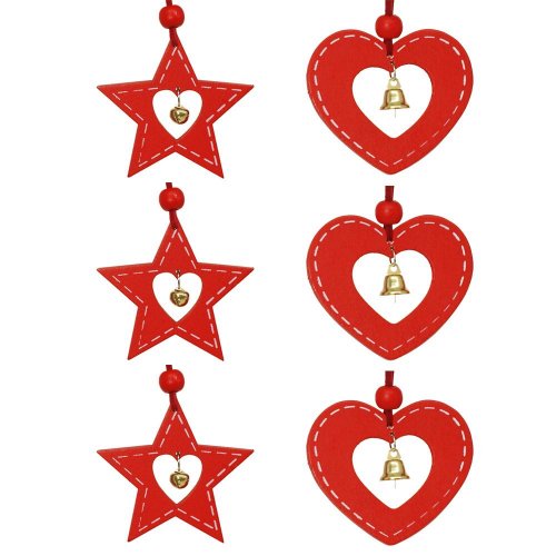 Záves 3ks srdce / hviezda