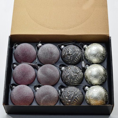 Sklenené gule mix 8cm čer/ruž/šed/biele