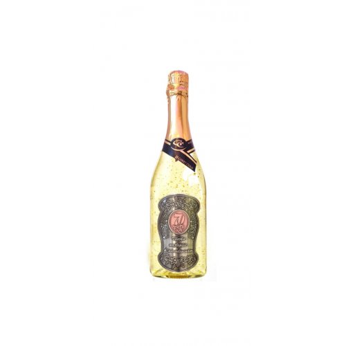 70  rokov  Zlaté šumivé 1,5 L Narodeniny kovová etiketa - Šumivé víno so zlatom 1,5 L