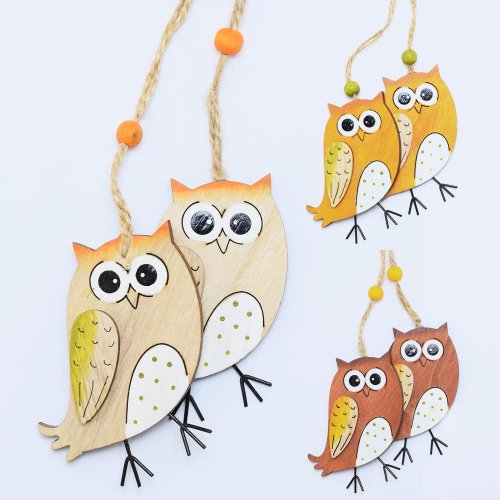 Záves sova mix 3farby 2ks 17x6x0,8