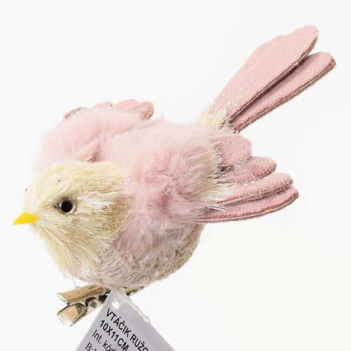Vtáčik ružový clip 10x11cm
