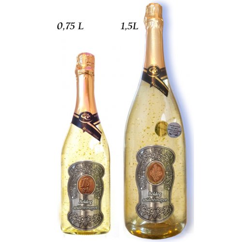 Ajándék palack - (0-90) év Arany habzóbor - Születésnap fém címke - Akostné odrodové vína