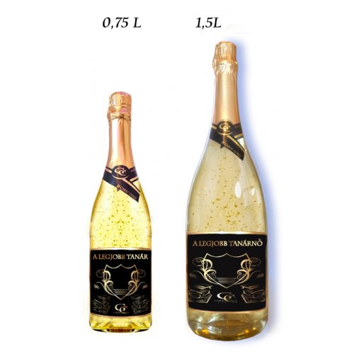 Ajándék palack A legjobb tanárnő - Arannyal dúsított habzóbor