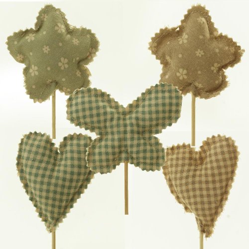 Zápich textil 7cm mix srdce / kvietok