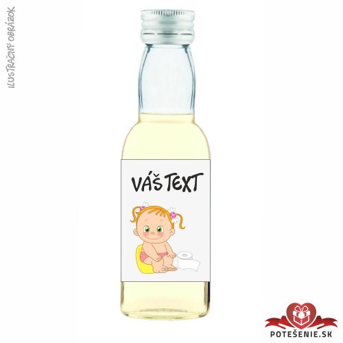 Mini fľaštička alkoholu na krstiny, motív K010