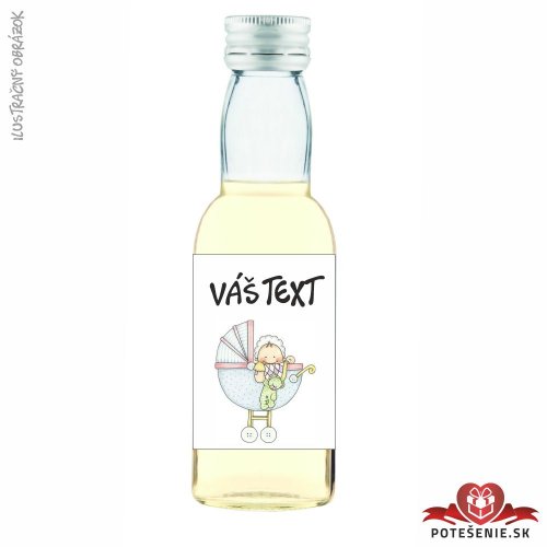 Mini fľaštička alkoholu na krstiny, motív K014