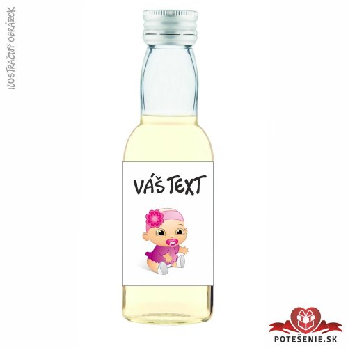 Mini fľaštička alkoholu na krstiny, motív K026 - Fľaštičky alkoholu
