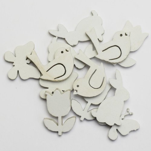 Motýľ / vták / zajac / kvet 3/3/4/3,5cm biela - Veľkonočné ozdoby