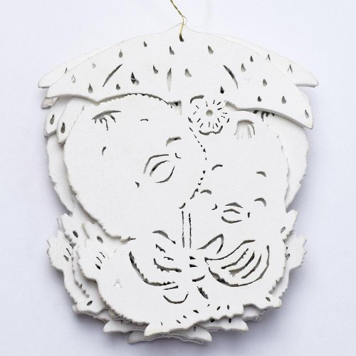 Výrez kačičky dáždnik drevo biela 10cm