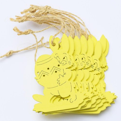 Výrez zajac + vajíčko záves drevo žlté 7cm