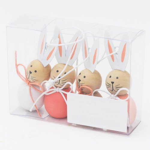 Sada drevených zajačikov: Veselá jarná dekorácia