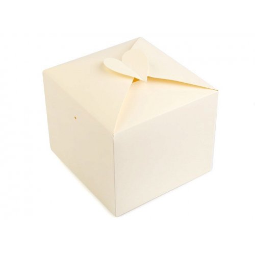 Papierová krabička so srdcom  - vanilková