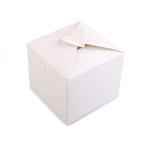 Papierová krabička so srdcom  - biela