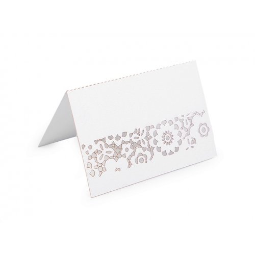 Menovka papierová s bordúrou  perleťová