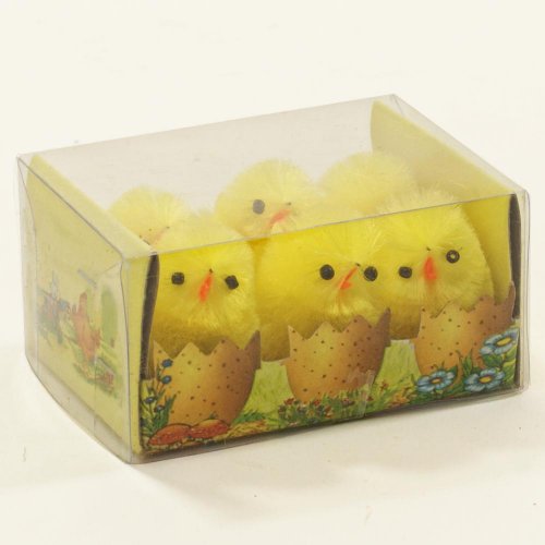 Sada 6 kuriatok v krabičke: Veselá dekorácia 3,5 cm