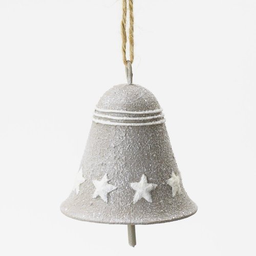 Zvonček šedý 7,5x6,5x6,5cm - Vianočné dekorácie a ozdoby