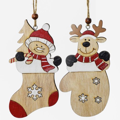 Záves ponožka/rukavica sob/sneh. 8x25x0,5cm - Vianočné dekorácie a ozdoby