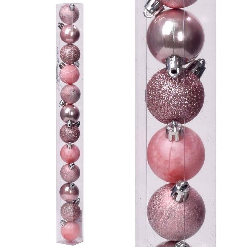 Gule vian. plast s/12 4cm ružová - Vianočné dekorácie a ozdoby