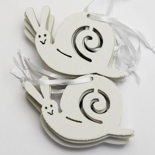 Závesná dekorácia Slimák Eva: Sada 12 ks v bielej farbe