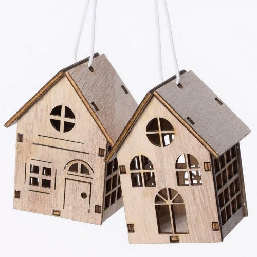 Drevený domček s/2 natural 5x4x6cm