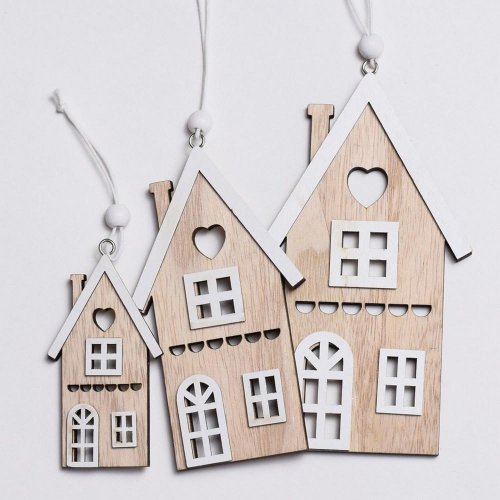 Drevené domčeky natural s/3 (15,12,8cm)