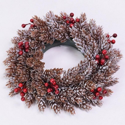 Veniec šišky+bobule 30cm - Vianočné dekorácie