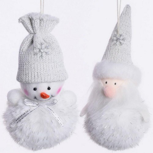 Záves snehuliak/santa biely mix2 12/14cm