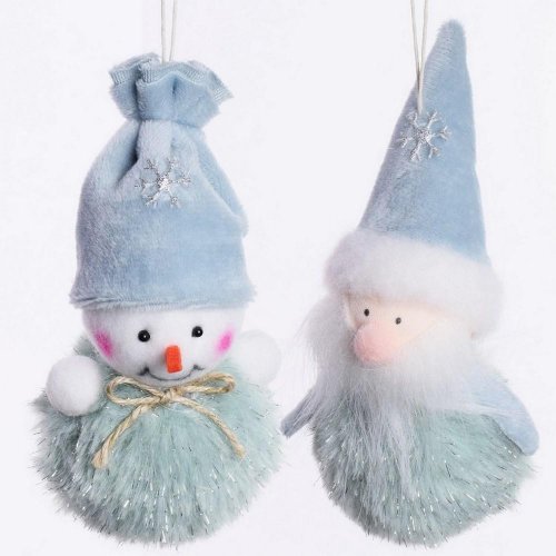 Záves snehuliak/santa zelený mix2 12/14cm