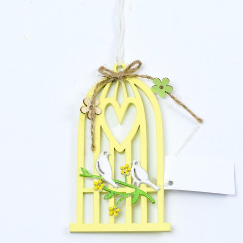 Búdka vtáčia záves drevo žltá 6,8x12cm