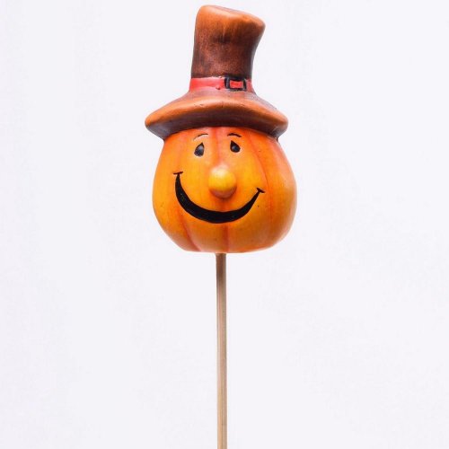 Zápich ker.tekvica úsmev v klobúku 4,5x3x7cm