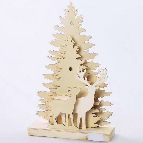 Stromček+jeleň drevený led 28.1*8*43.5cm