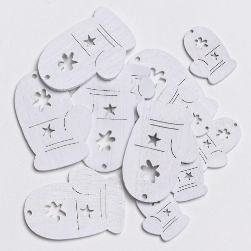 Drevené rukavice biele s/12 5,5cm 2,5cm