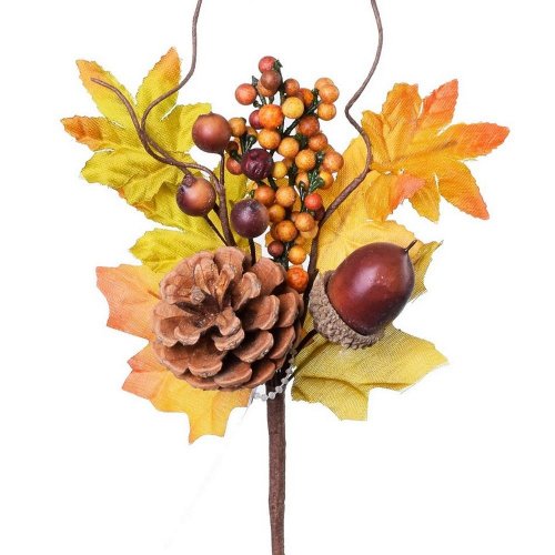 Zápich jeseň plody hnedé l:16cm - Jesenné dekorácie
