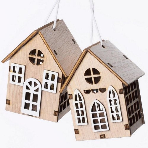 Drevený domček s/2 natural 5x4x6cm