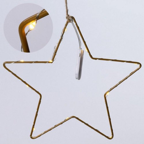 Led hviezda kov zlatá 23x0,5x22,5cm - Vianočné osvetlenie