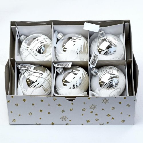 Vian. guľa strieborná 7cm mix 3vzorov /103