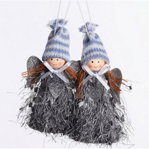 Záves anjel s/2 12cm sivý