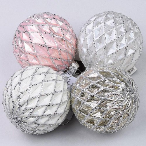 Guľa sklo mix 4 druhy 8cm bal:4ks