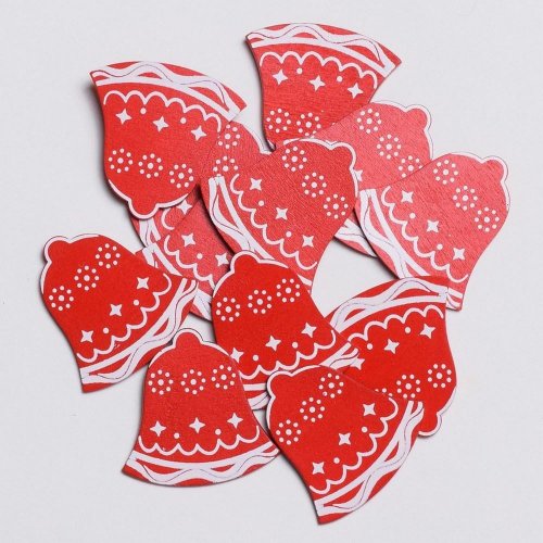 Zvonček drevo lepiaci červený s/12 4x4 cm