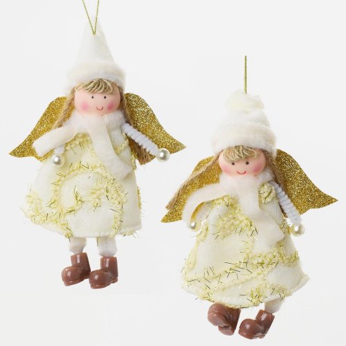 Záves anjel textil mix 16cm - Vianočné dekorácie a ozdoby