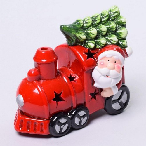 Vláčik santa led keram 14,3x8x11,2cm červ.
