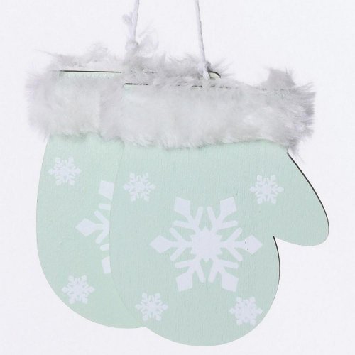 Drevené rukavice záves zelené 11x7cm