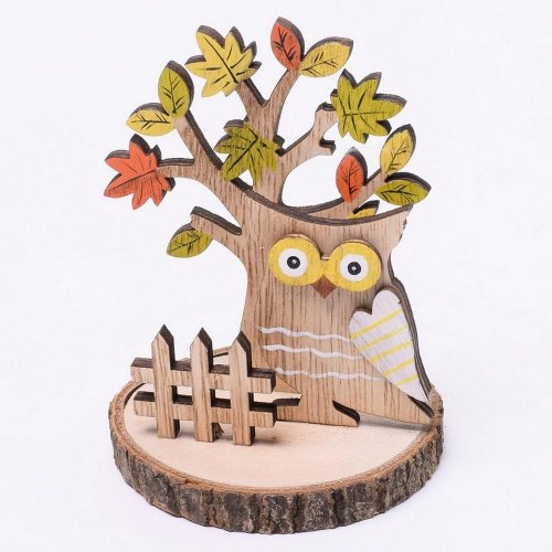 Drev strom+sova 9x9x11,2cm