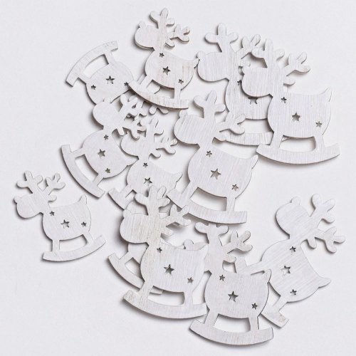 Drevený jeleň biela 17x6x0,3 s/12