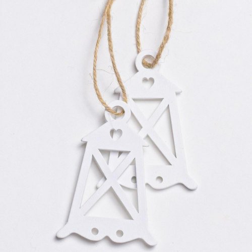 Drevený lampáš biely s/2 5,5x8,2cm